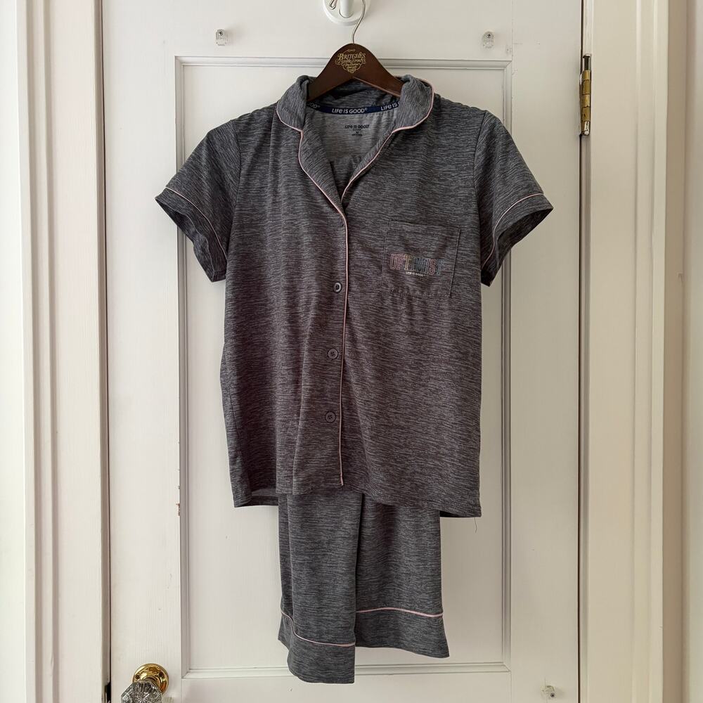 Life is Good pajama set "Optimist" Size Medium Gray and Pink - Picture 2 of 15